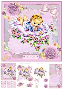 Sweet Baby Girl Card Mini Kit & Decoupage