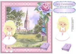 First Holy Communion Girl (blonde) Card Topper & Decoupage