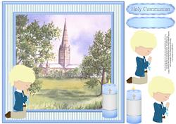First Holy Communion Boy (blonde) Card Topper & Decoupage