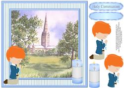 First Holy Communion Boy (red Hair) Card Topper & Decoupage