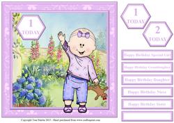 Toddler Girl Birthday Topper & Sentiments