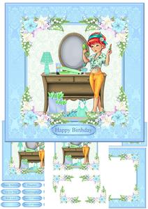 Glamorous Young Lady Birthday Mini Kit & Decoupage