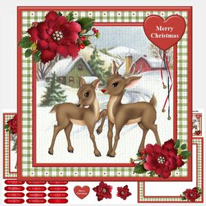 Christmas Reindeers Card Mini Kit & Decoupage