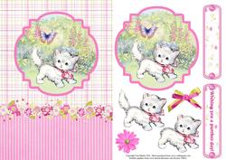 Kitten & Butterfly Card Topper & Decoupage