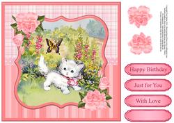 Kitten & Butterfly Card Topper & Decoupage