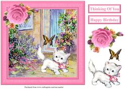 Kitten & Butterfly by the Door Card Topper & Decoupage