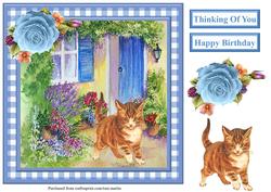 Kitten by the Door Card Topper & Decoupage