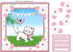 Kitten & Butterfly Card Topper & Decoupage
