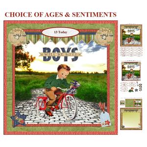 Cyclist Boy / Teen Card Mini Kit & Decoupage
