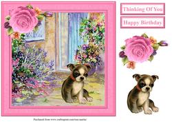 Cute Puppy Scene Topper & Decoupage