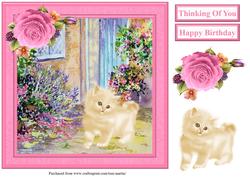 Kitten by the Door Card Topper & Decoupage