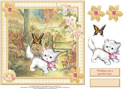 Cute Kitten Scene Card Topper & Decoupage