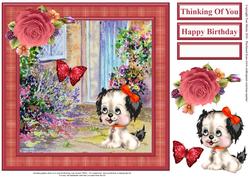 Puppy & Butterfly by the Door Card Topper & Decoupage