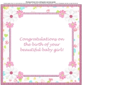 New Baby Girl Card Insert