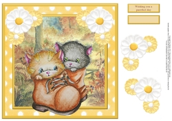 Wishing you a purrfect day card topper & decoupage