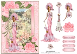 Elegant vintage lady card topper & decoupage
