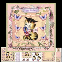 Sweet Kitten Birthday Mini Kit & Decoupage - Choice of Ages