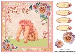 New Baby Girl Card Topper & Decoupage