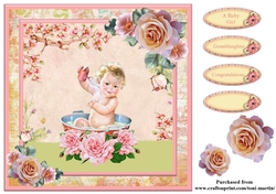 New Baby Girl Card Topper & Decoupage