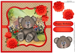 Barney Bear Card Topper & Decoupage