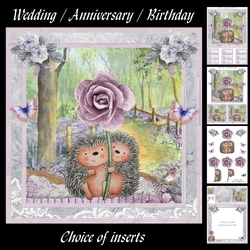 Hedgehog Love Mini Kit & Decoupage - Wedding / Anniversary / Birthday