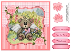 Cupid bear card topper & decoupage