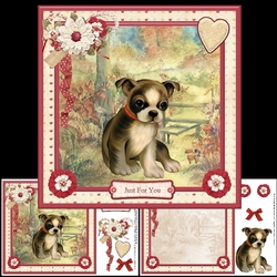 Sebastian the dog card mini kit & decoupage