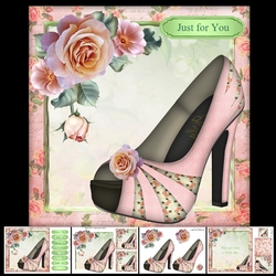 Beautiful Rose Shoe Card Mini Kit & Decoupage