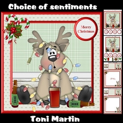 Hiccup - Drunken reindeer christmas card mini kit & decoupage