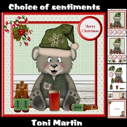 Hiccup - Drunken bear christmas card mini kit & decoupage
