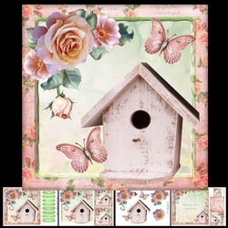 Shabby chic birdhouse butterfly mini kit & decoupage