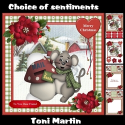 A letter for santa - christmas mouse card mini kit & decoupage