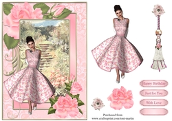 Elegant lady card topper & decoupage