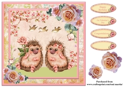 Hedgehog Love Card topper & decoupage