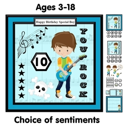 Guitar Boy / Teen Birthday Card Mini Kit & Decoupage - Ages 3-18
