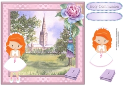 First Holy Communion Girl (red) Card Topper & Decoupage