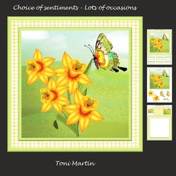 Daffodils & Butterfly Card Mini Kit & Decoupage
