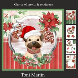 Christmas time pug card mini kit & decoupage