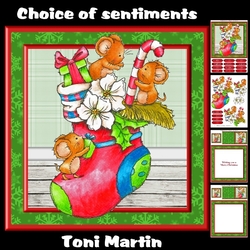 Christmas Stocking Treats - Cute Mice Card Mini Kit & Decoupage