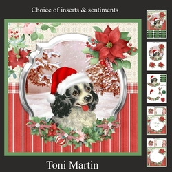 Christmas time spaniel card mini kit & decoupage