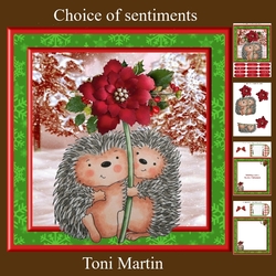 Sweet hedgehogs & poinsettia christmas mini kit & decoupage