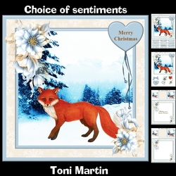 Beautiful Fox Christmas Card Mini Kit & Decoupage
