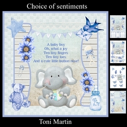 Cute Elephant Baby Boy Card Mini Kit & Decoupage