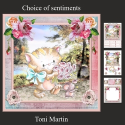 Kittys Bouquet Card Mini Kit & Decoupage