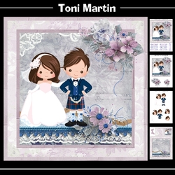Scottish Wedding Couple 8x8 Card Mini Kit & Decoupage