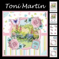Butterfly garden scene card mini kit & decoupage