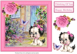 Cute Puppy Scene Topper & Decoupage