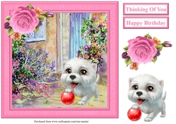 Cute Puppy Scene Topper & Decoupage