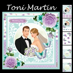 Wedding Couple 8x8 Card Mini Kit & Decoupage - Purple