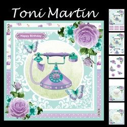 Vintage Telephone Card Mini Kit & Decoupage - Purple